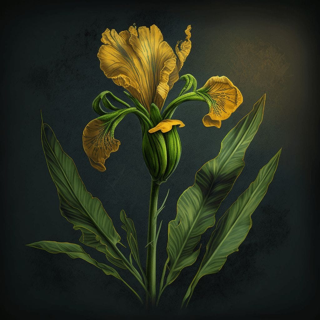 kosaciec żółty Iris pseudocorus rośliny mokradłowe kwiaty żółte